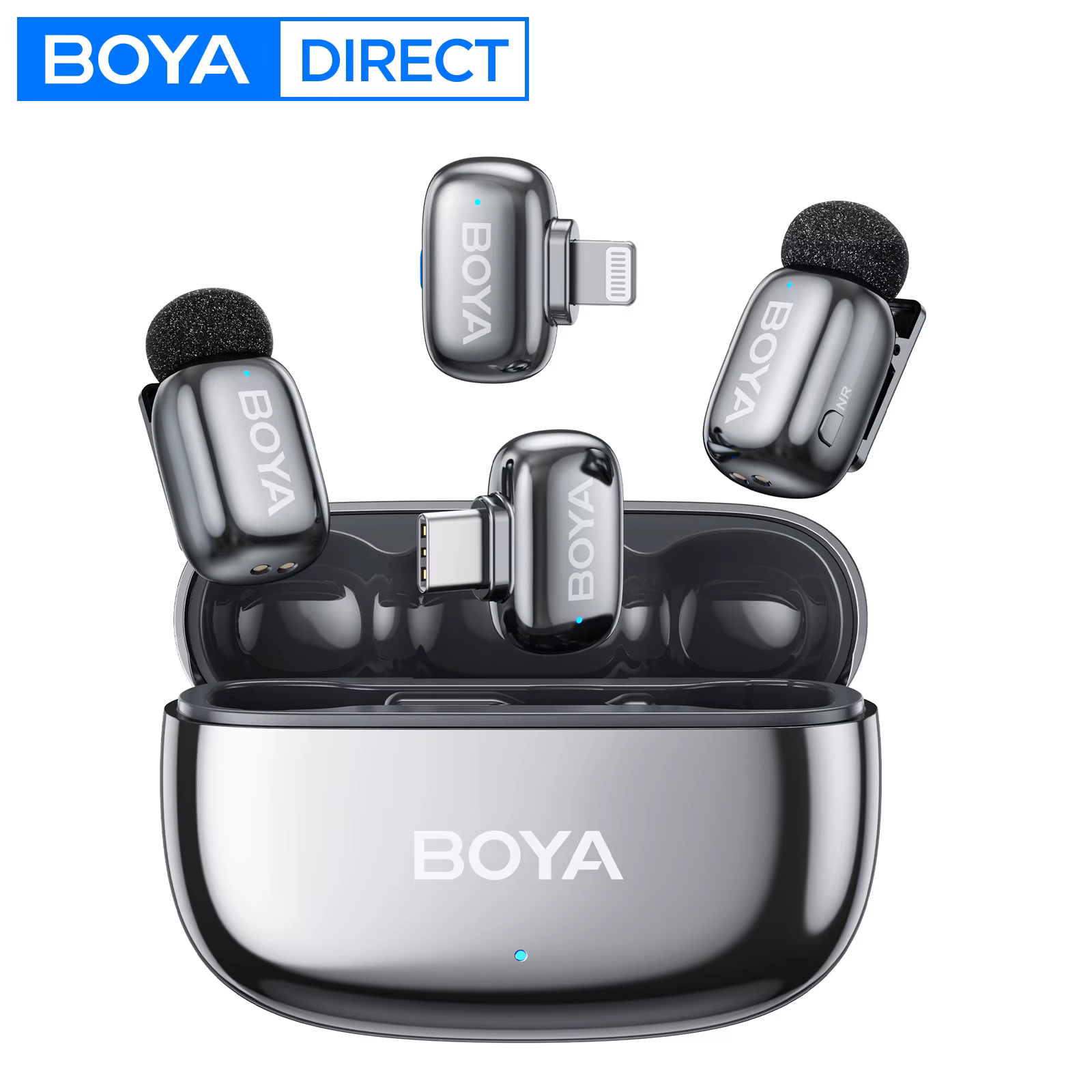 BOYA Mini 2 sans fil Lavalier revers Mini Microphone réduction du bruit pour iPhone 6-17 USB-C Android SmartPhone PC Streaming en direct