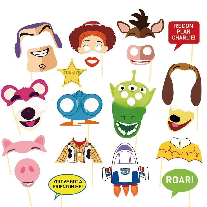 25 accessoires de photomaton Toy Story, accessoires de photomaton de dessin animé Woody pour les décorations de fête d'anniversaire des enfants