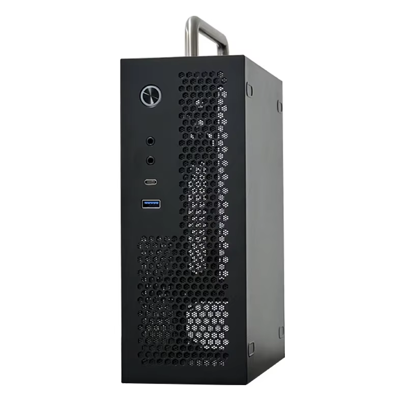 Mini boîtier d'ordinateur ITX pour châssis de bureau Typec (10g) + USB3.0 noir Mini-ITX 0.8mm SPCC boîtier d'ordinateur de bureau adapté à Flex PSU