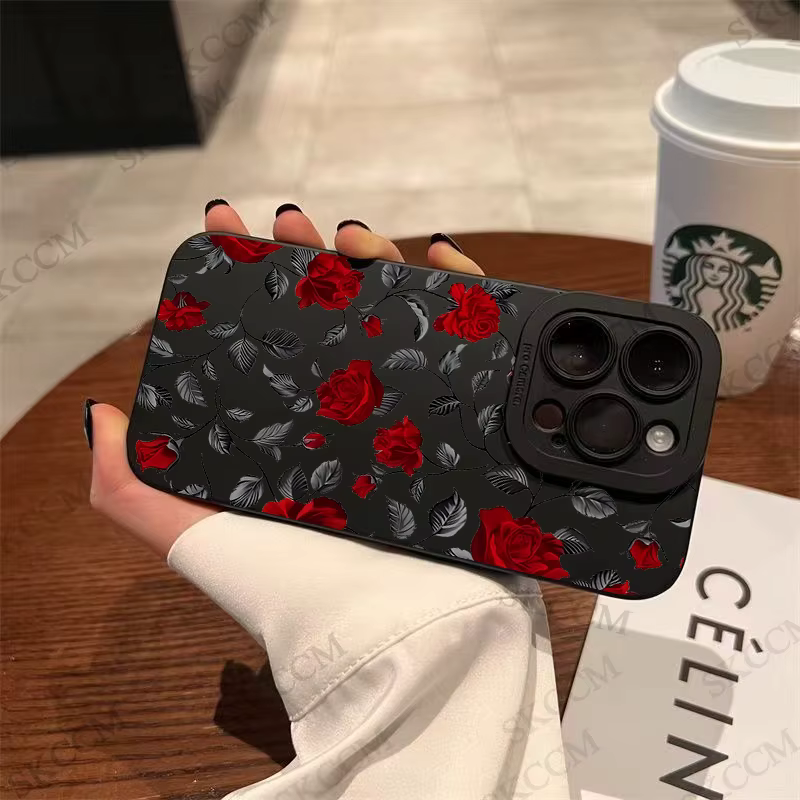 Coque de téléphone antichoc Rose Fashion, coque en silicone souple, iPhone 15, 14, 13, 12, 11 Pro Max, Mini, XS, Poly X, 7, 8 Plus, 256, rétro, nouveau