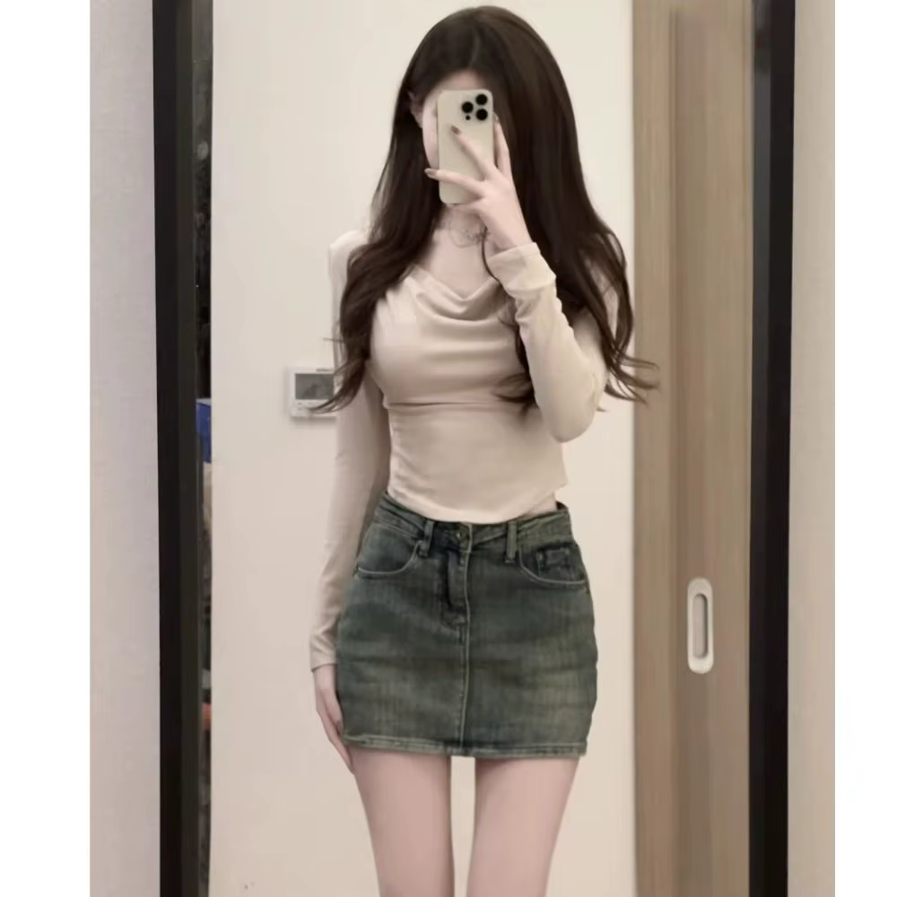 Mode taille haute Mini jupe a-ligne rétro Jean jupe coupe ajustée décontracté jupe courte femmes