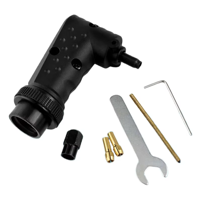 Accessoire de meuleuse universel professionnel avec tête coudée à 90 degrés, optimisée pour les tâches de fabrication de modèles de réparation de meubles