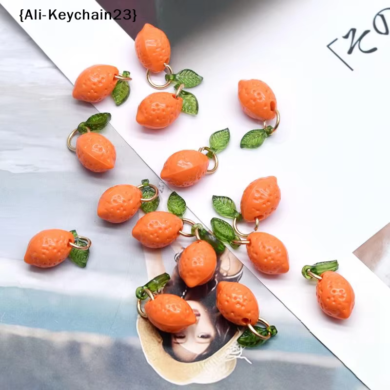 Nouvelles breloques en acrylique en forme de citron, 10 pièces, pour bijoux DIY, petites breloques citron faites à la main, accessoires de bijouterie DIY
