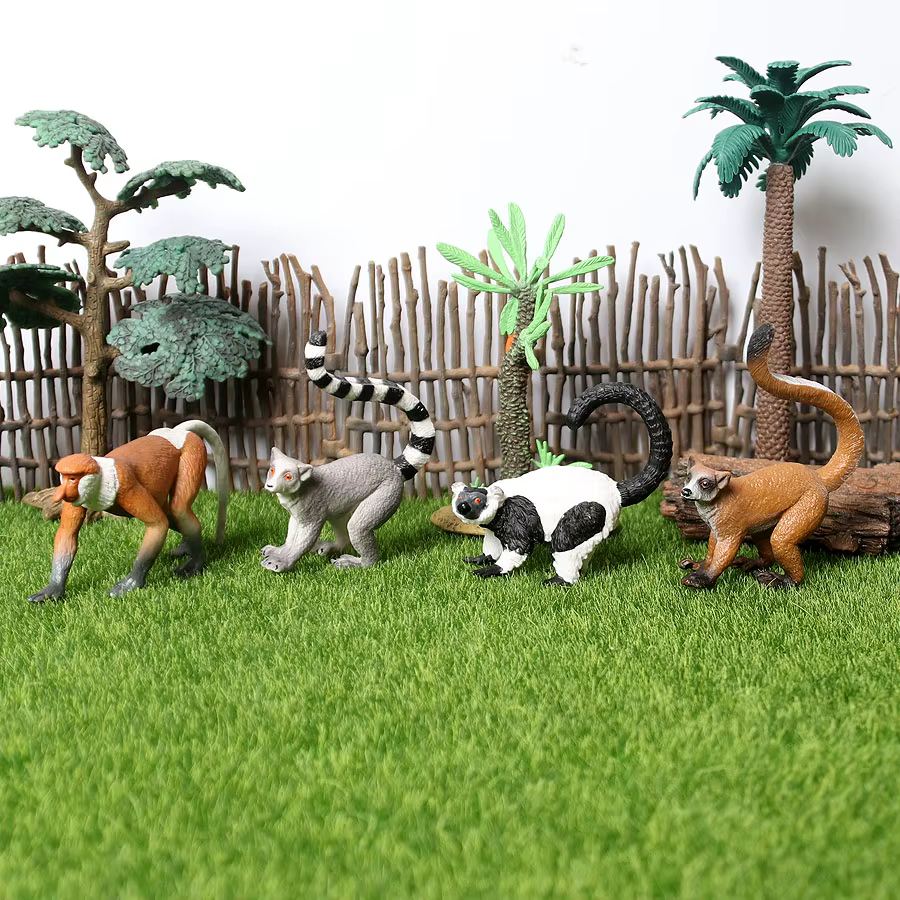 Figurines de simulation d'animaux sauvages : Mandrill, Chimpanzé, Gorille, Gibbon, Singe - Collection éducative de jouets et figurines