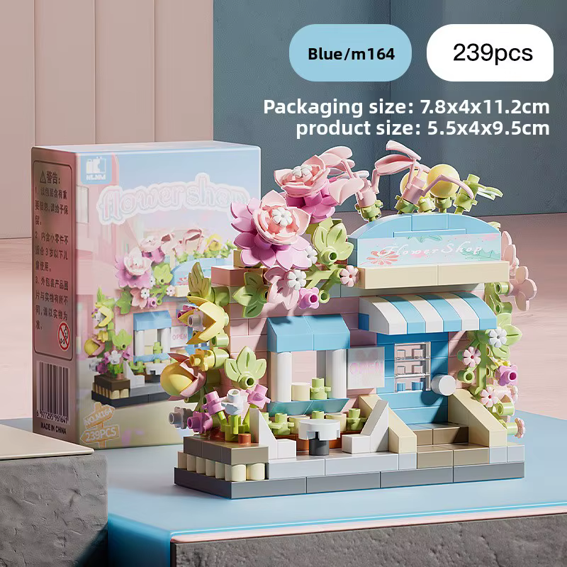 Mini kit de blocs de construction de paysage urbain, boutique de fleurs, maison de restauration, décoration intérieure, briques d'assemblage pour filles, modèle de jouet éducatif pour enfants