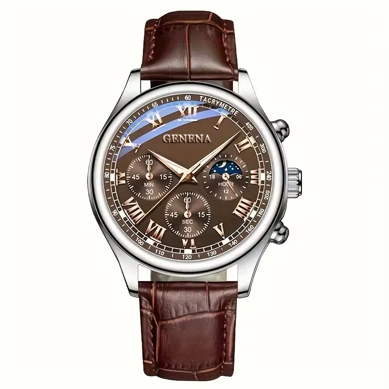 Montres d'affaires de luxe pour hommes, bracelet en cuir, cadran rond, analogique, à Quartz, Reloj Hombre (sans boîte)