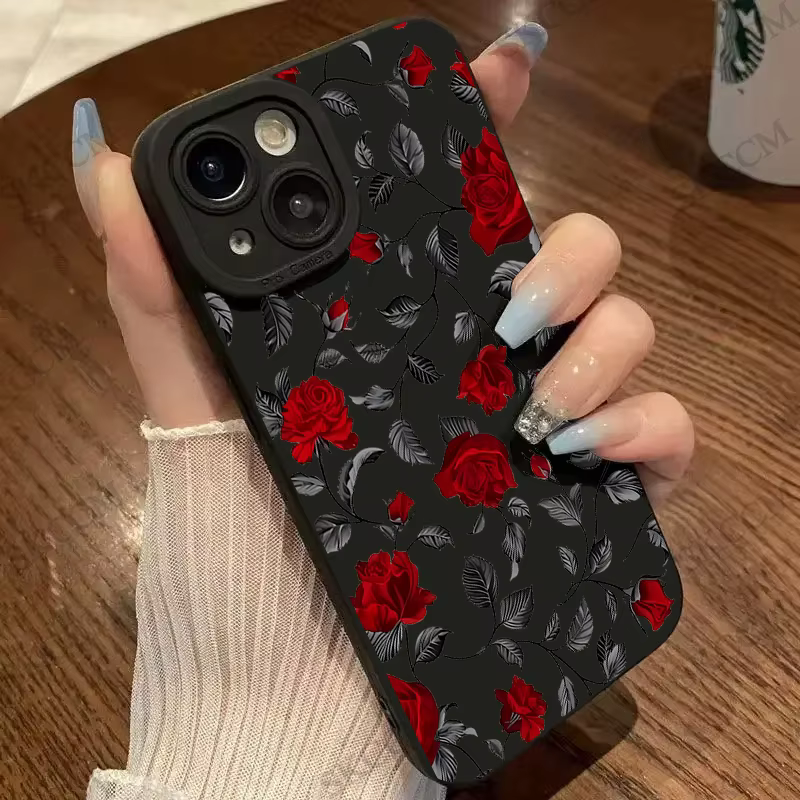 Coque de téléphone antichoc Rose Fashion, coque en silicone souple, iPhone 15, 14, 13, 12, 11 Pro Max, Mini, XS, Poly X, 7, 8 Plus, 256, rétro, nouveau