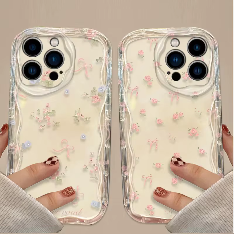 Coque de téléphone transparente en silicone motif rose fleurie colorée simple pour iPhone 17 16 15 14 13 12 11 Pro Max X XS XR 14 Plus 17Air
