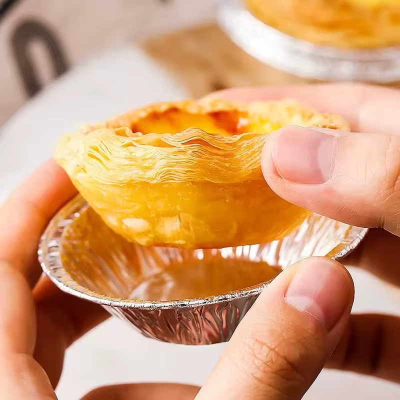 Moule rond jetable en aluminium pour tarte aux œufs, Mini poêle à tarte, Cupcake, plateau de cuisson, tartelettes, cuisson au Barbecue, 50/100 pièces