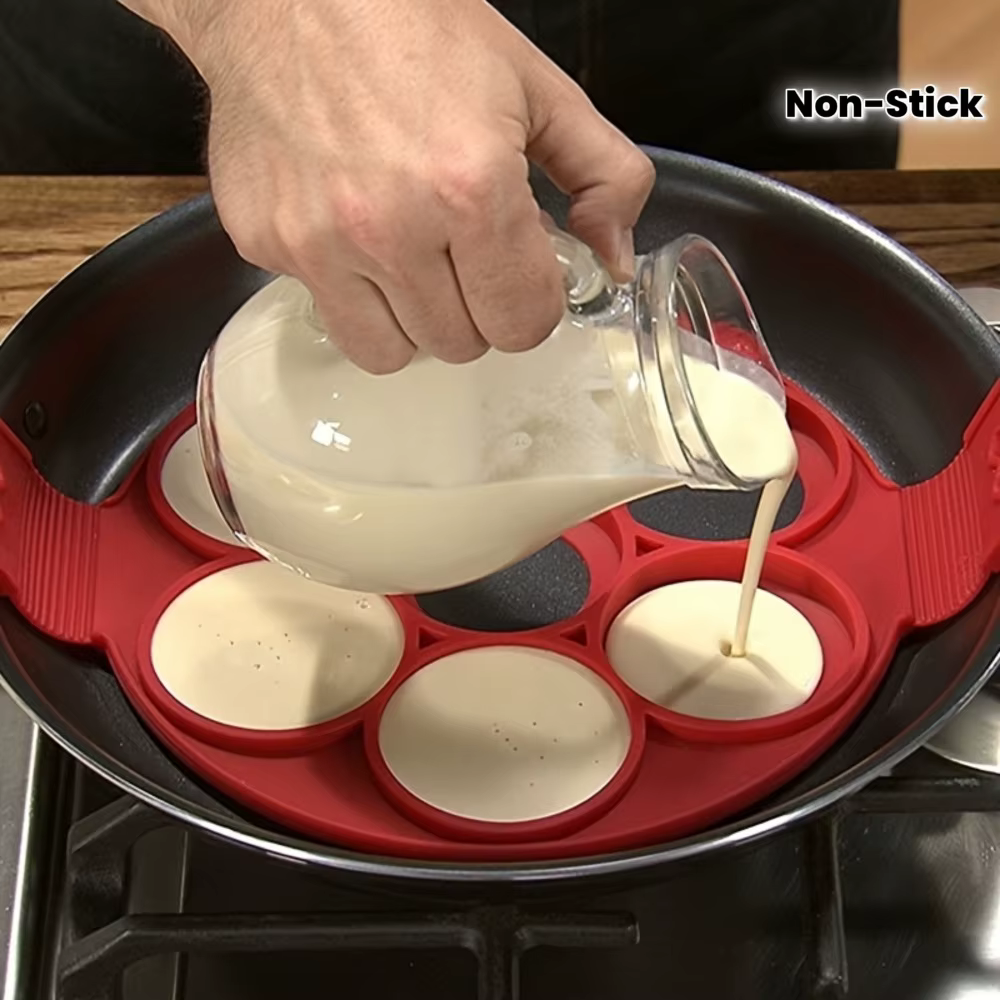 Appareil à crêpes et œufs en silicone antiadhésif, outil de cuisson et de friture facile, mini-cuiseur essentiel de cuisine rouge