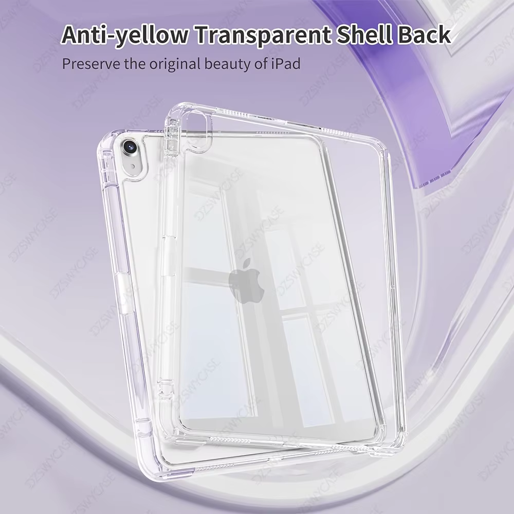 Étui transparent pour iPad 10e génération 10.9 A16, 11e génération Air 11 13 M2 M3 Pro 11 12.9 13 M4 Mini 7 6 9/8/7e génération 10.2 6/5e génération 9.7 avec support pour Apple Pencil