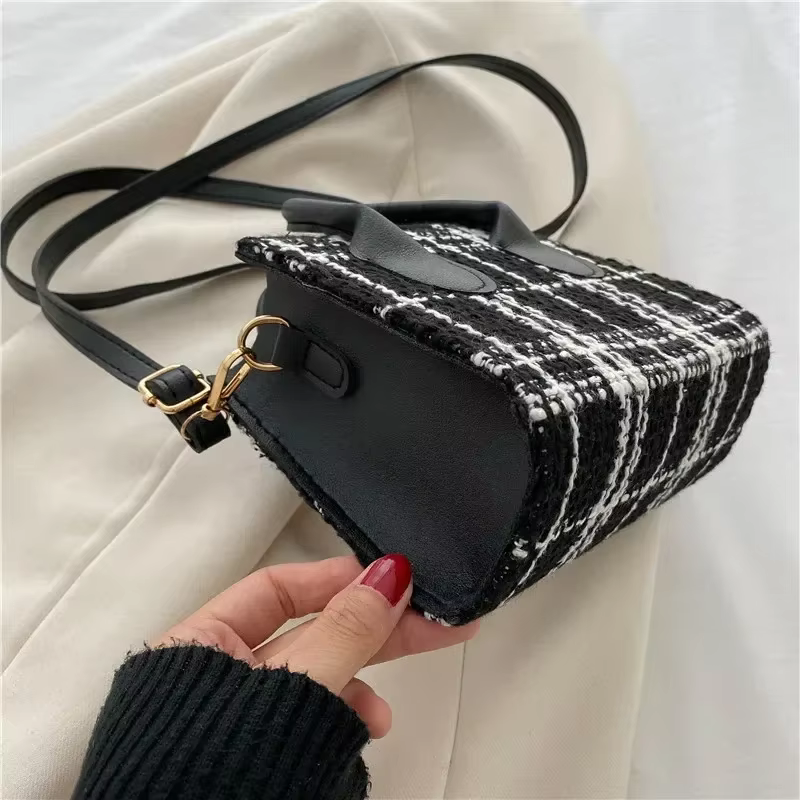 Mini sac à main à motifs à carreaux pour femmes, sac à bandoulière pour dames, sac messager léger, sac fourre-tout simple et élégant, mode initiée