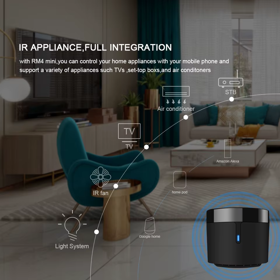 Broadlink RM4 mini transmission sans fil wifi recevoir télécommande intelligente IR universelle pour appareil ménager