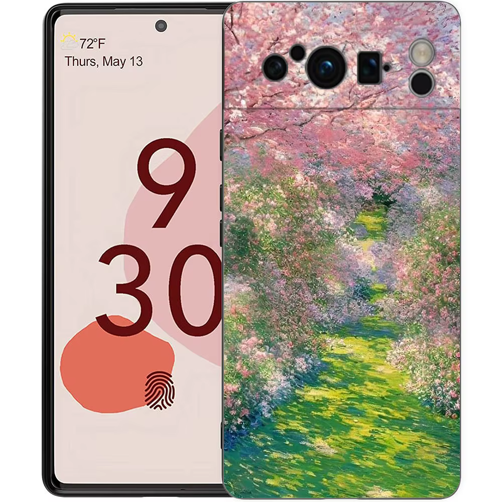 Coque de téléphone en TPU souple avec motif de jardin de Claude Monet pour Google Pixel 10 9 8 7 Pro 9A 8A 7A 6A 6 Pro XL, coque noire