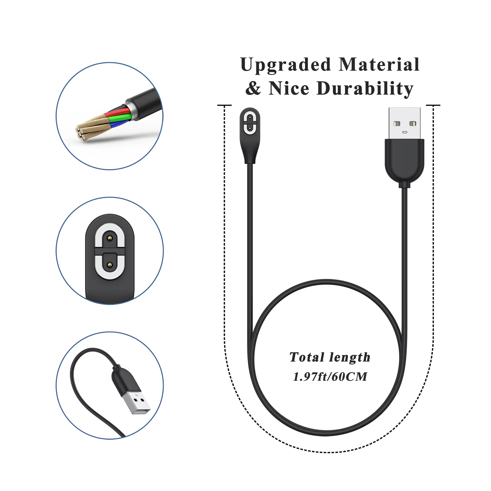 Câble de chargement USB type-c 100cm/60cm, pour SHOKZ OpenRun Mini Pro, chargeur magnétique pour casque After Shokz AS800/OpenComm ASC100SG