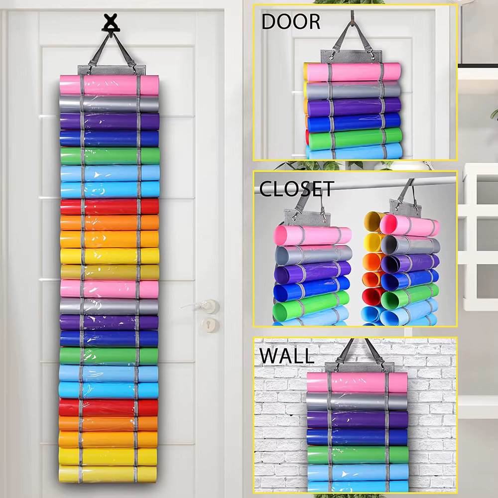 Organisateur de rangement en vinyle-porte-rouleau de rouleau de vinyle, support de rangement en vinyle artisanal, rangement organisateur suspendu avec 48 compartiments en rouleau
