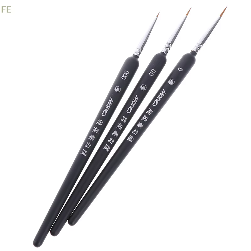[FE] 3Pcs 0/ 00/ 000 Pinceaux professionnels en poils de loup miniatures pour la peinture artistique