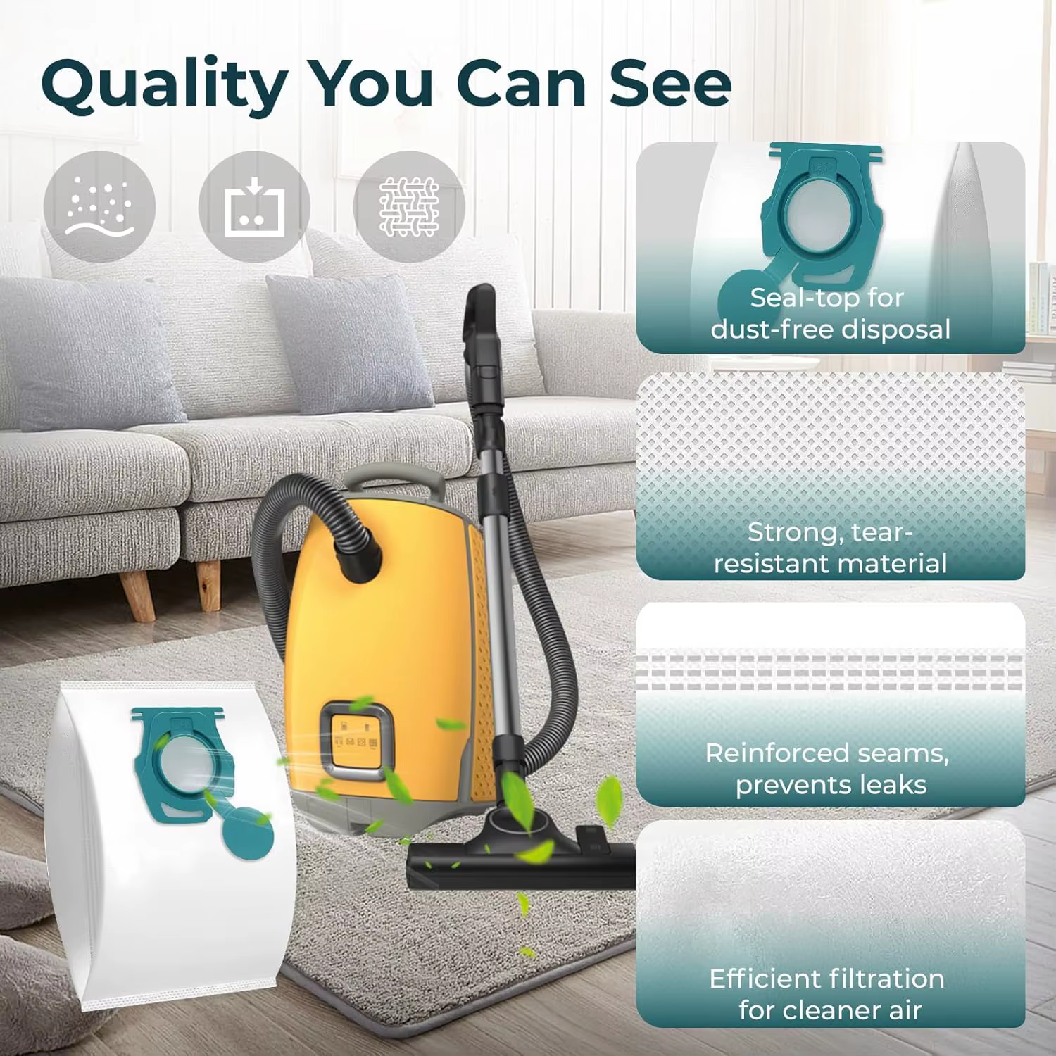 12 sacs d'aspirateur + 4 filtres moteur + 4 filtres d'évacuation + 1 brosse de nettoyage pour aspirateurs Miele Guard S1, TU Guard L1, CO Guard M1 S8380 – Accessoires