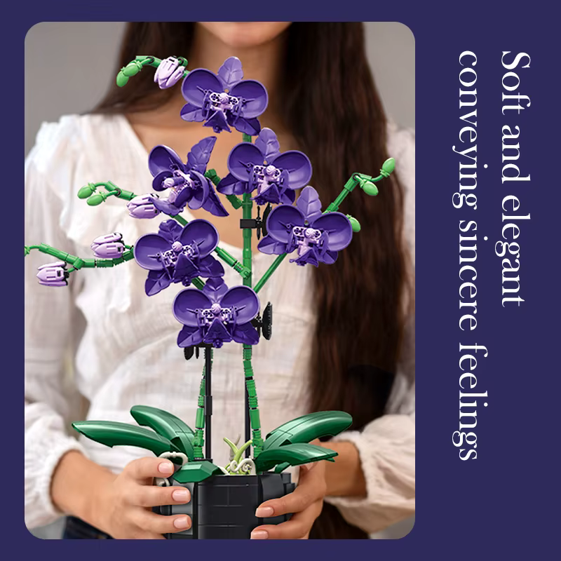 Blocs de construction de plantes en pot, orchidée créative, Cymbidium, fleurs éternelles, Simulation Phalaenopsis, briques à monter soi-même, jouets, cadeau de saint-valentin
