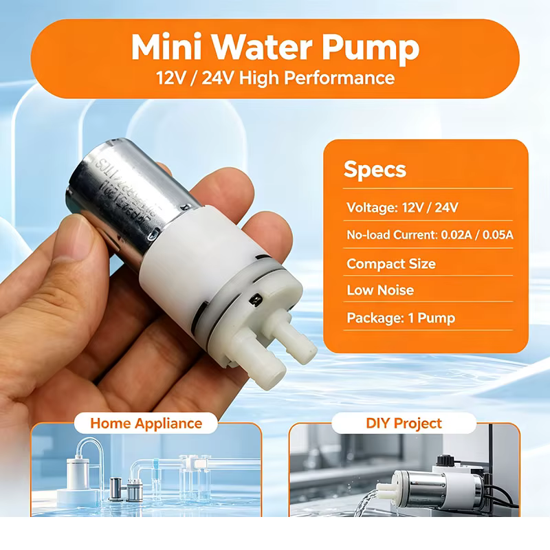 Mini pompe à eau auto-amorçante 370 DC 12V-24V, moteur silencieux à balais, aspirateur