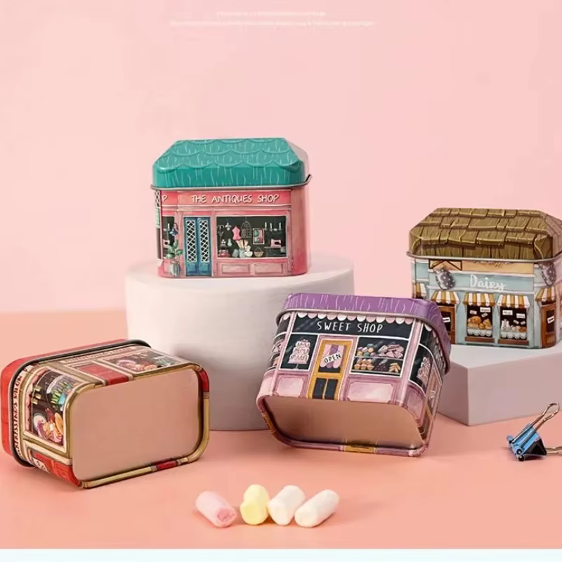 Boîte de rangement de sceau de petite maison pour enfants, 18 boîtes, mini magasin, design, objets de collection, bonbons, chocolat, récipient, petit emballage, cadeaux pour filles