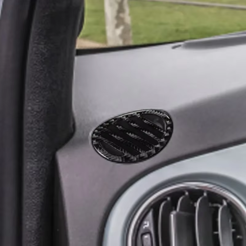 Autocollants d'accessoires en Fiber de carbone, 2 pièces, accessoires de ventilation automobile adaptés à la Fiat 500 2012 2013 2014 2015, accessoires de ventilation originaux