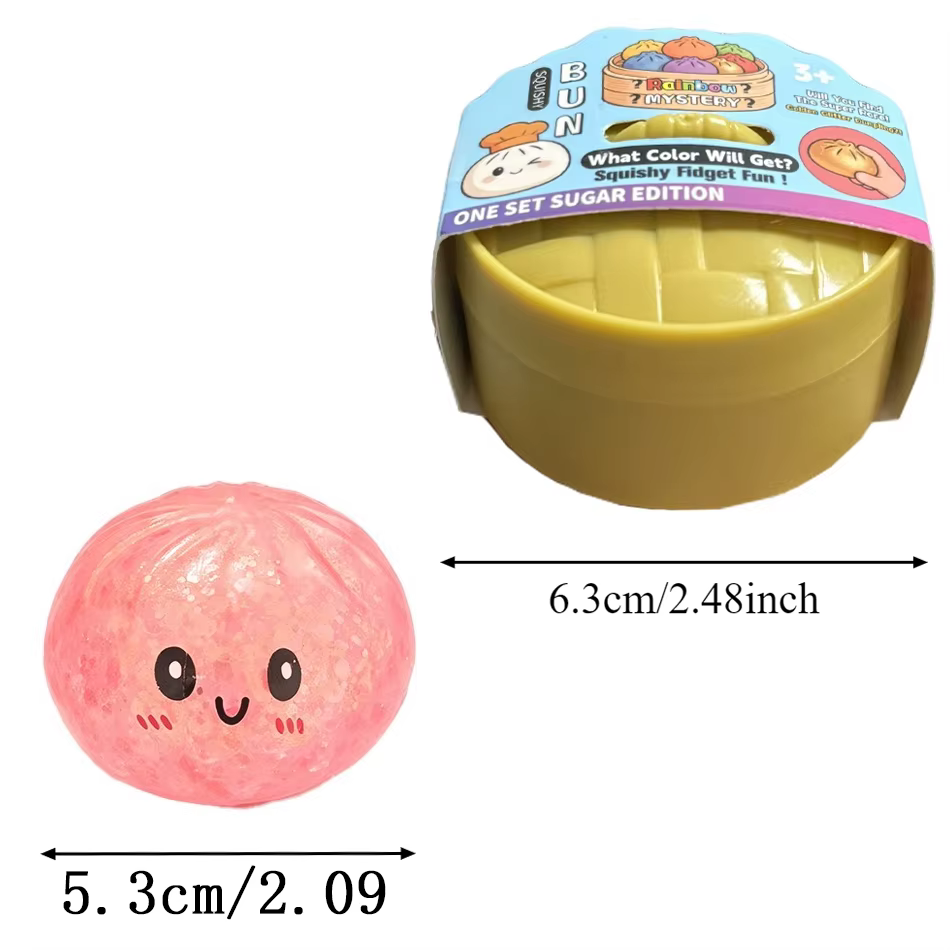 Mini Squishy Pâton Scintillant avec Boîte, Jouet Sensoriel en Forme de Boulette de Pâte Souple pour la Décompression, Anti-Stress, Cadeau