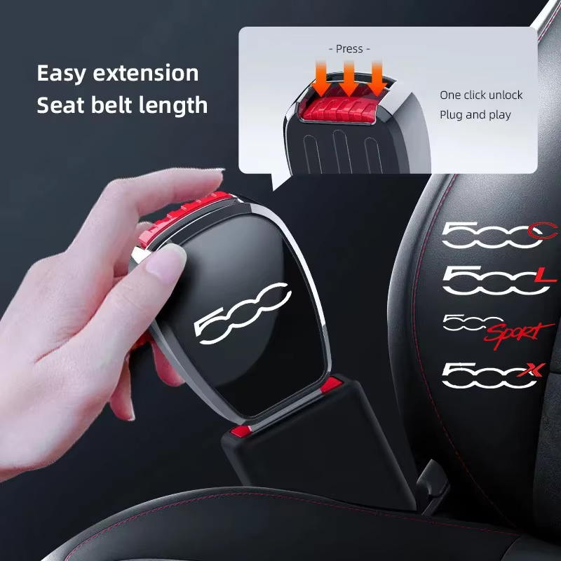 Boucle de ceinture de sécurité pour voiture, accessoires d'extension de sangle de sécurité automobile, intérieur pour Fiat 500 500C 500X 500L, logo optionnel