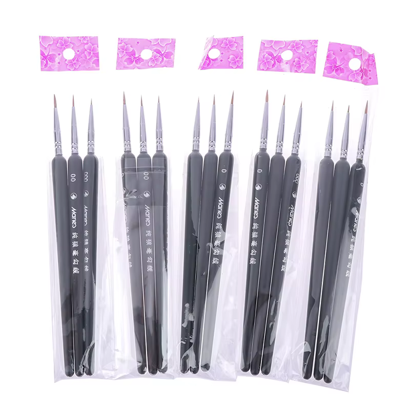 [FE] 3Pcs 0/ 00/ 000 Pinceaux professionnels en poils de loup miniatures pour la peinture artistique