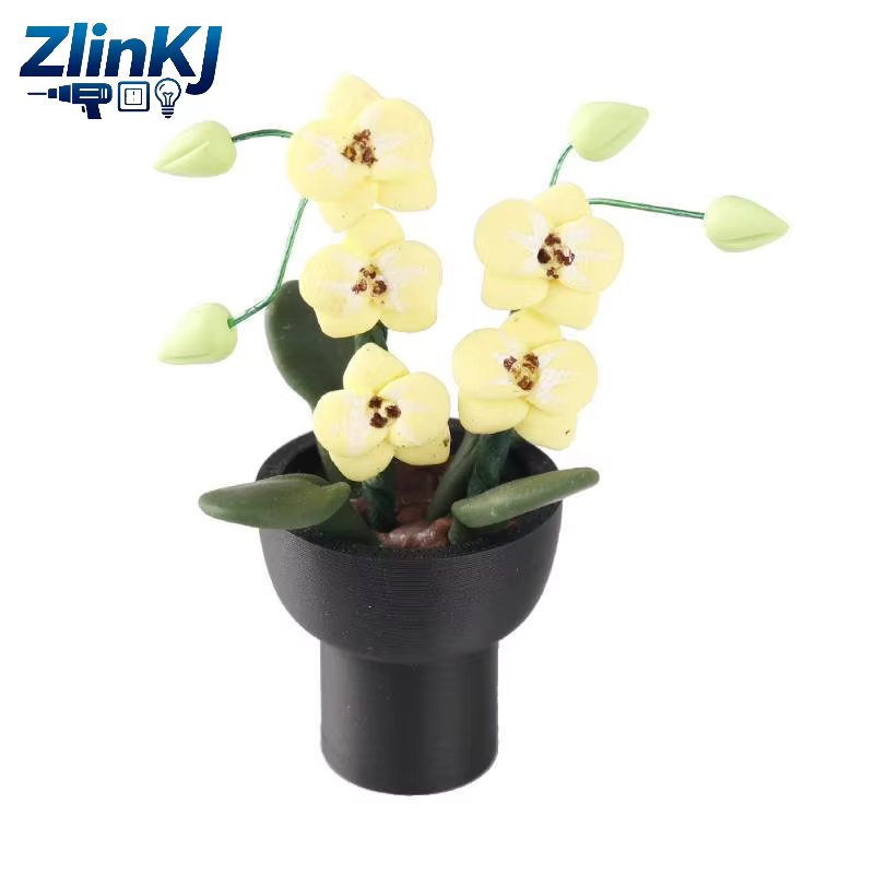 Orchidée Phalaenopsis miniature réaliste en pot, fausse, compacte, pour décoration de maison de poupée, mini-scène DIY, petite décoration d'étagère