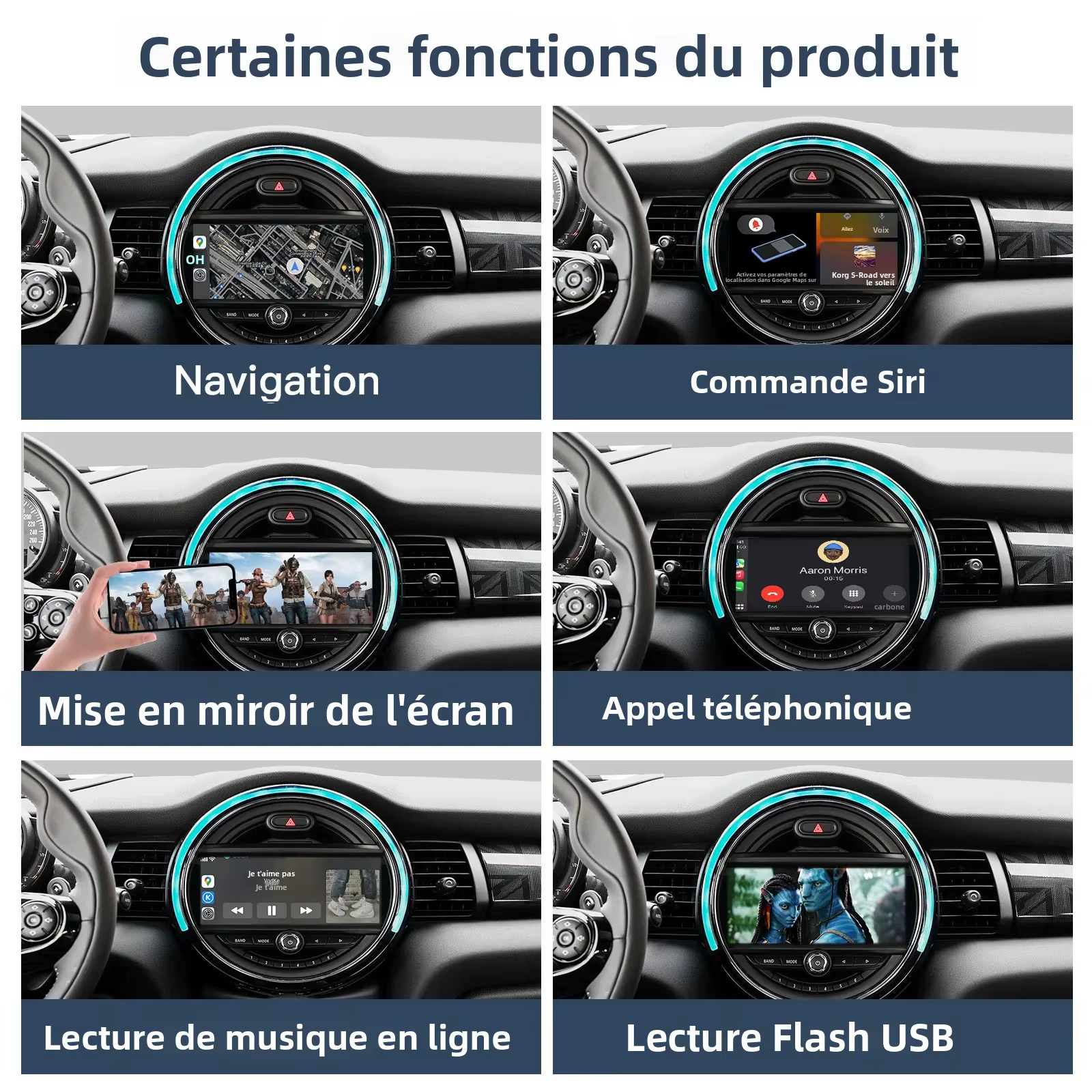 CarPlay sans fil Android Auto pour Mini R55 R56 R57 R58 R59 R60 R61 F54 F55 Clubman Countryman Hardtop John Cooper F56 F57