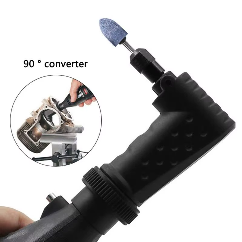 Accessoire de meuleuse universel professionnel avec tête coudée à 90 degrés, optimisée pour les tâches de fabrication de modèles de réparation de meubles