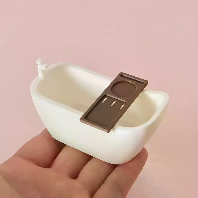 Baignoire de Simulation Miniature pour maison de poupée, avec plateau, modèle de maison de poupée, meubles de salle de bain, décoration, jouets de Simulation, 1/12