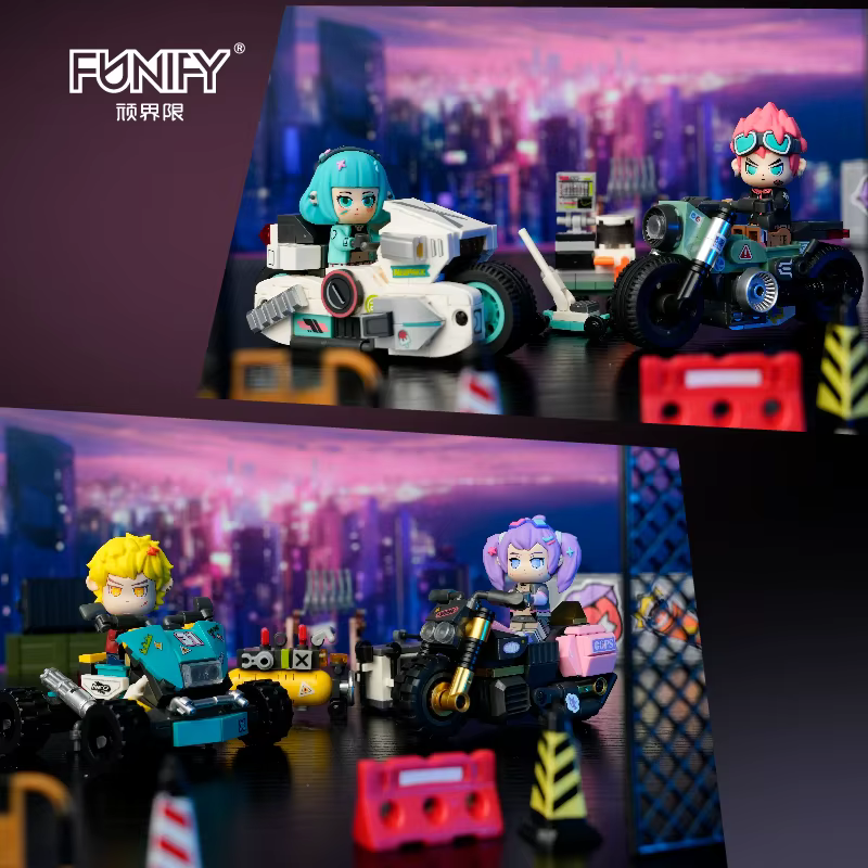 4 styles de figurines miniatures de motards cyberpunk et blocs de construction de motos |   Jouets en briques d'anime à collectionner pour enfants et adultes
