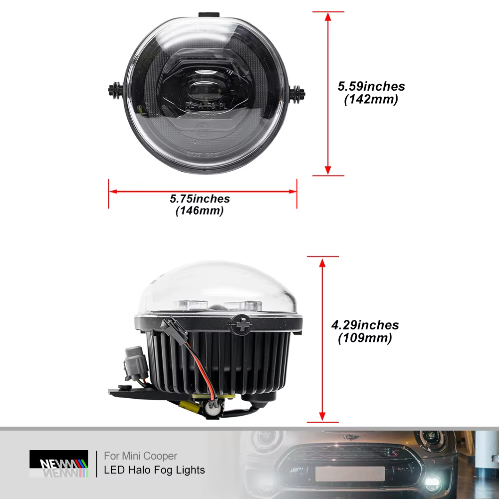 Phares antibrouillard LED DRL Halo Canbus Bimmer, feux de stationnement à la lumière du jour, adaptés pour Mini Cooper F55 F56 F54 Wlman F57 Cabrio 2014-17, 3 en 1
