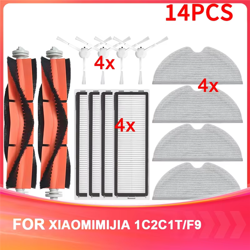 A98G-Kit d'accessoires de remplacement pour aspirateur et vadrouille comprenant des brosses principales et latérales.