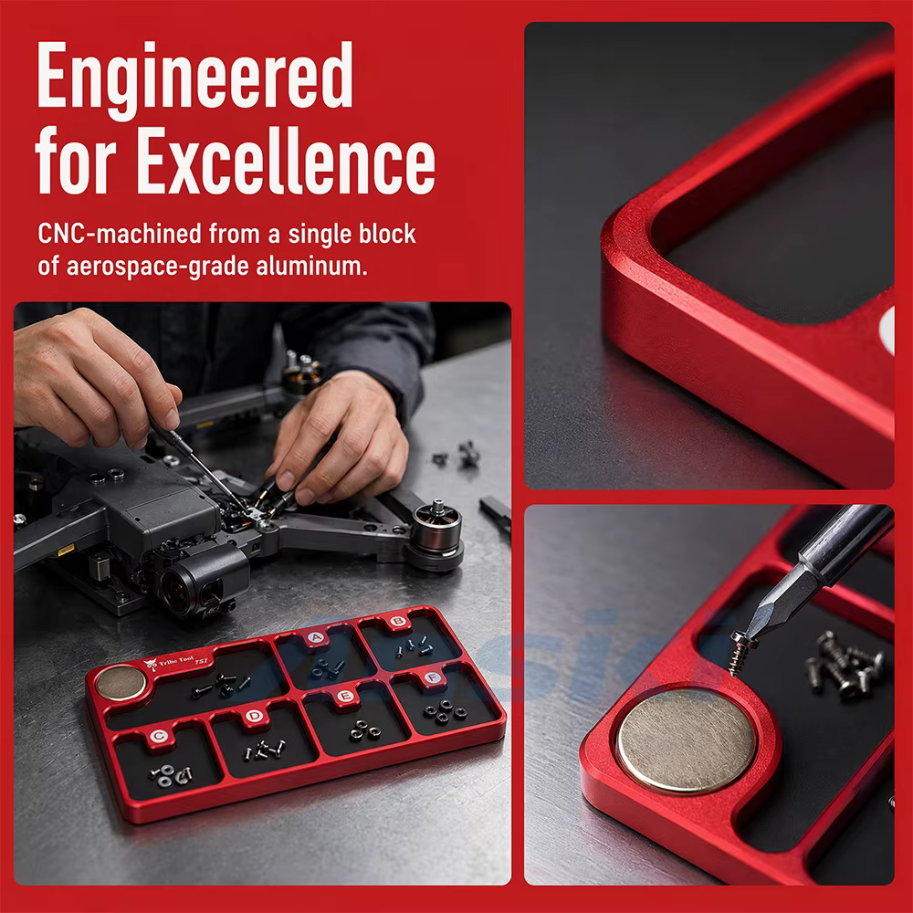 Organisateur de vis magnétique TS7 en alliage d'aluminium, plateau de rangement magnétique ultra-fin pour la réparation de téléphones, ordinateurs portables et électronique, bricolage