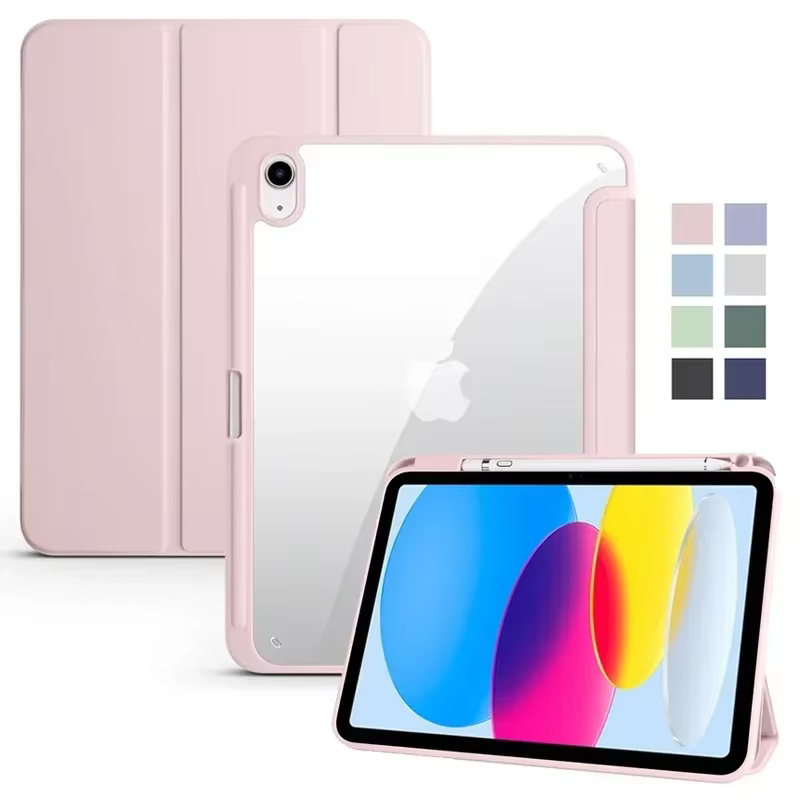 Étui pour iPad 10e génération avec support pour stylet, coque rigide transparente en acrylique à trois volets pour iPad 10.2, 9.7, Air 11, 5, 4, iPad 11, A16, 10, 9