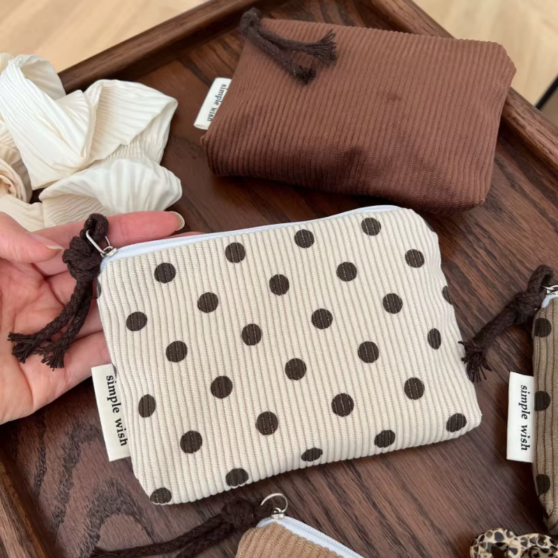 Mini sac à maquillage pour femmes, petite pochette à fermeture éclair, organisateur de cosmétiques rétro, sac de rangement, porte-monnaie