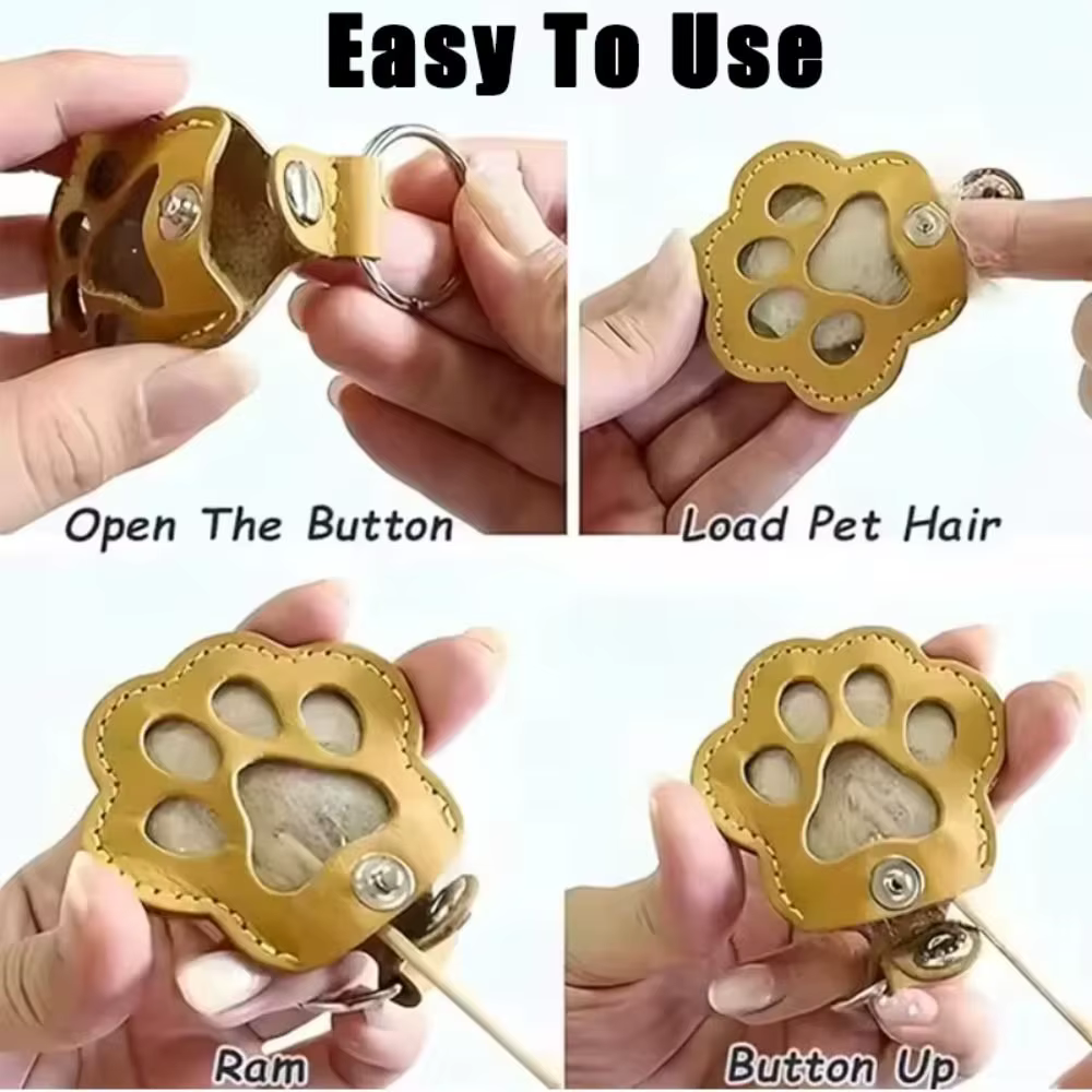 Porte-clés commémoratif en cuir PU durable pour poils d'animaux, mini sac multifonctionnel pour poils de chat et de chien