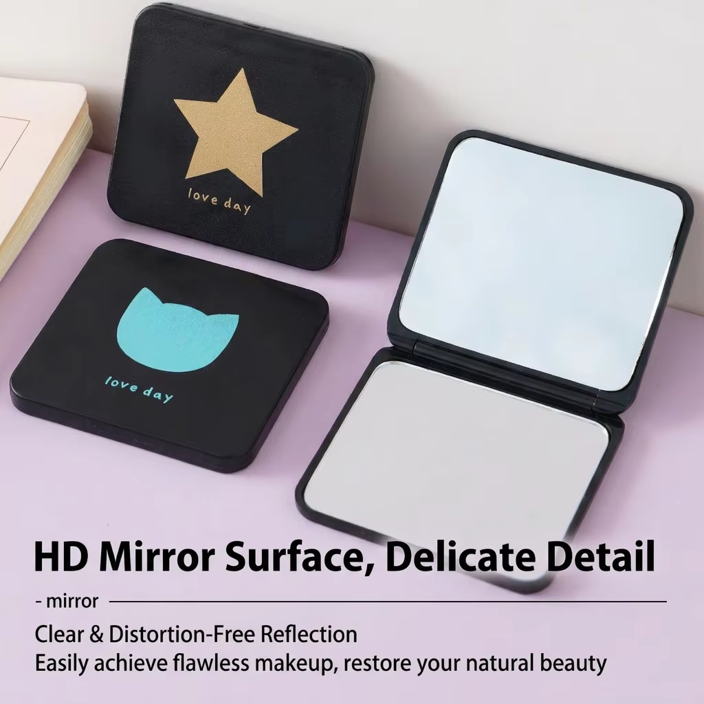 Mini miroir cosmétique élégant et pliable, miroir de maquillage portable et compact, idéal pour la salle de bain, les voyages et les trajets quotidiens