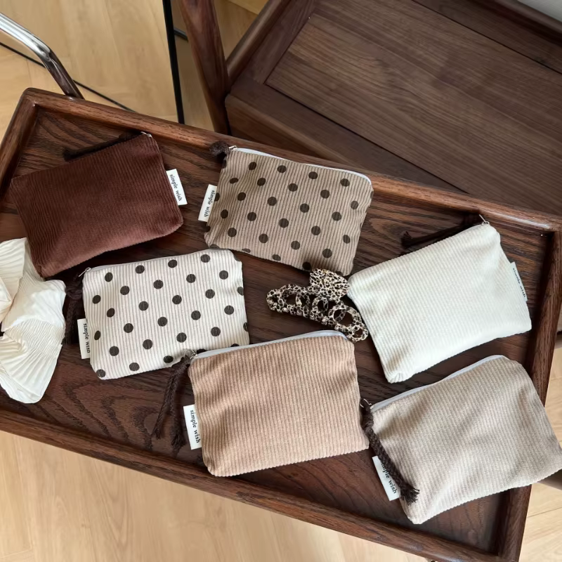 Mini sac à maquillage pour femmes, petite pochette à fermeture éclair, organisateur de cosmétiques rétro, sac de rangement, porte-monnaie