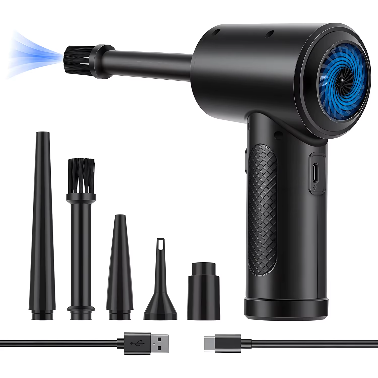 Souffleur d'air comprimé électrique sans fil, 51000 tr/min, Mini souffleur d'air rechargeable, nettoyeur de poussière portable pour clavier d'ordinateur et voiture