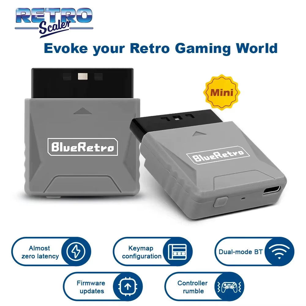 RetroScaler Mini adaptateur récepteur Blueretro pour PS1 PS One PS2 Compatible avec 8bitdo PS4 PS5 Xbox série X contrôleur sans fil