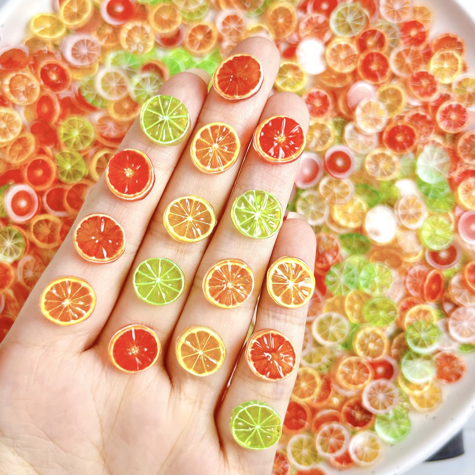 Pièces de breloques pour ongles en résine de citron, couleurs mélangées, patchs de citron, décoration Design pour Nail Art, bricolage, Mini tranches de fruits Orange, accessoires