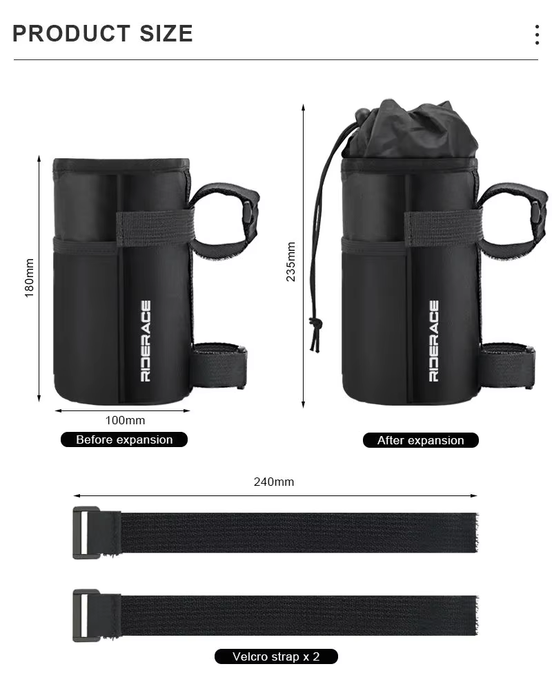 RIDERACE – pochette de porte-bouteille d'eau pour vélo, Portable, vtt, cyclisme sur route, sac de bouilloire isolé, équipement d'équitation, sac de guidon de vélo
