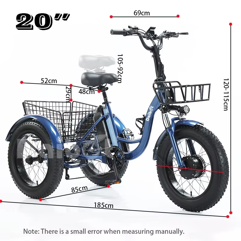 Tricycle électrique à trois roues pour adultes, mini voiture, véhicule cargo, gros vélo, vélo électrique pour femmes et hommes, batterie perfective, 48V, 500W