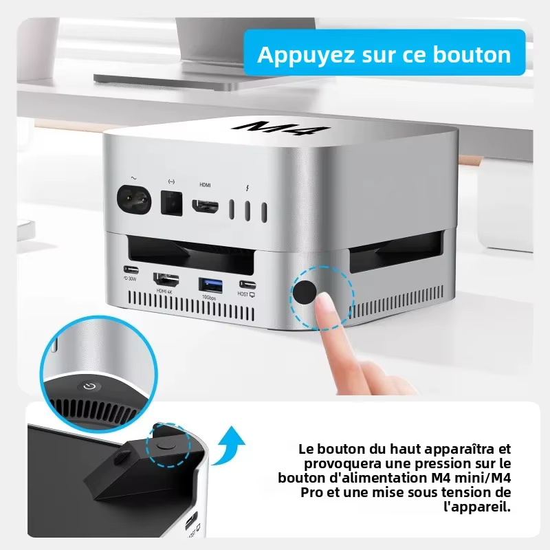 Station d'accueil USB-C 10 en 1 Acasis, double SSD M.2 NVMe 10 Gbit/s, HDMI 4K 60 Hz, USB-A 3.1 PD 30 W, boîtier pour Mac Mini M4/M4 Pro