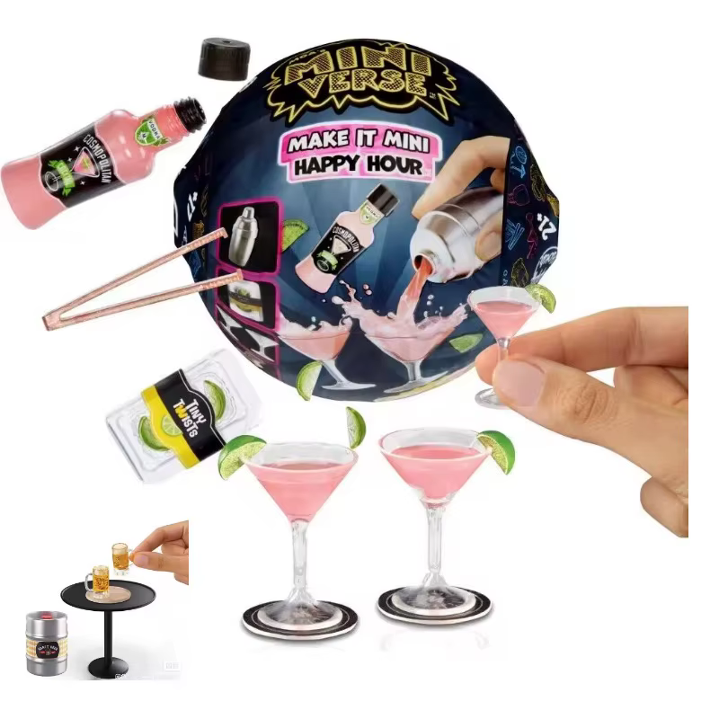 Nouvelle Surprise : Mini Happy Hour - Mini Figurines de Collection - Mini Versus DIY - Répliques de Cocktails en Résine - Ensemble de Jouets - Cadeaux