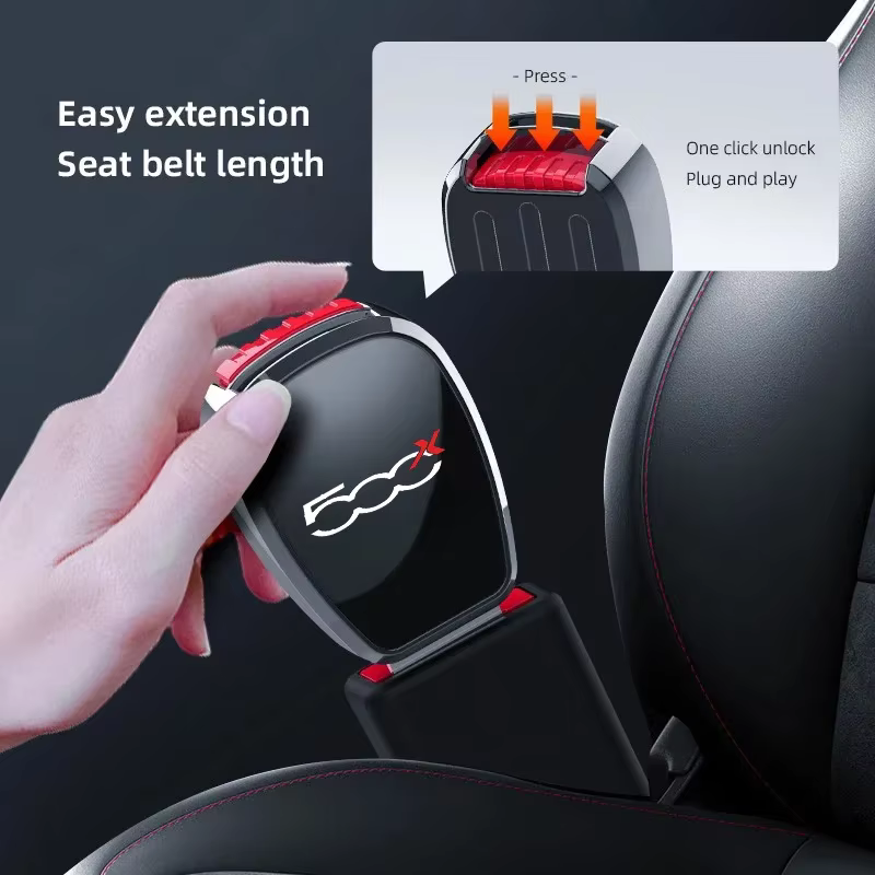 Boucle de ceinture de sécurité pour voiture, accessoires d'extension de sangle de sécurité automobile, intérieur pour Fiat 500 500C 500X 500L, logo optionnel